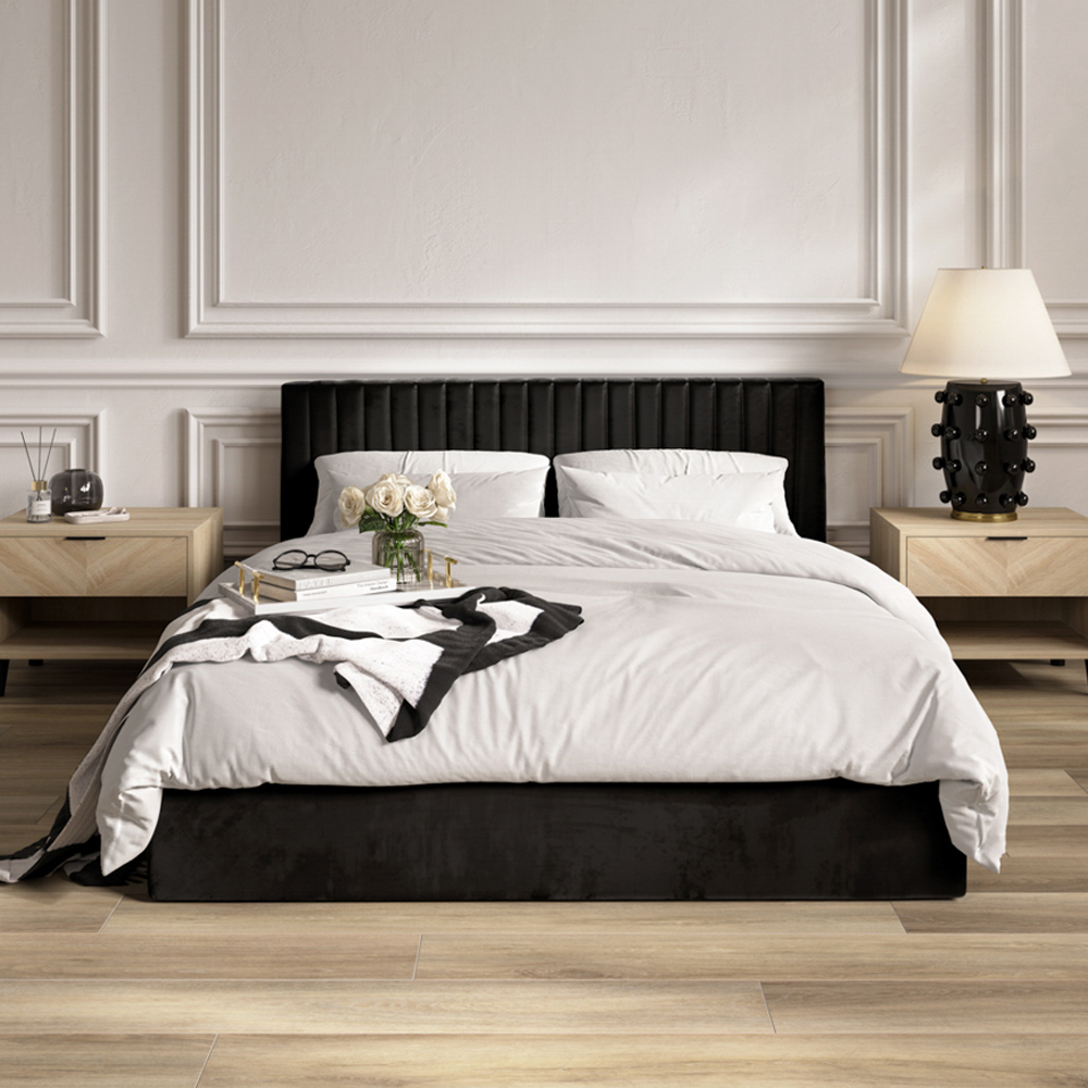 Read more about Belton ottoman velvet king size bed in black
