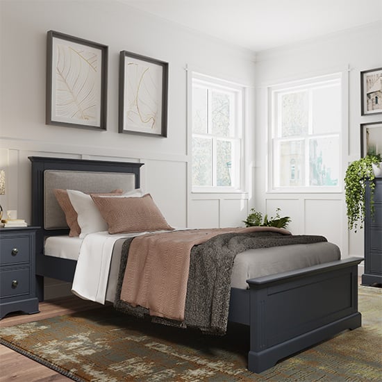 Photo of Belton wooden single bed in midnight grey