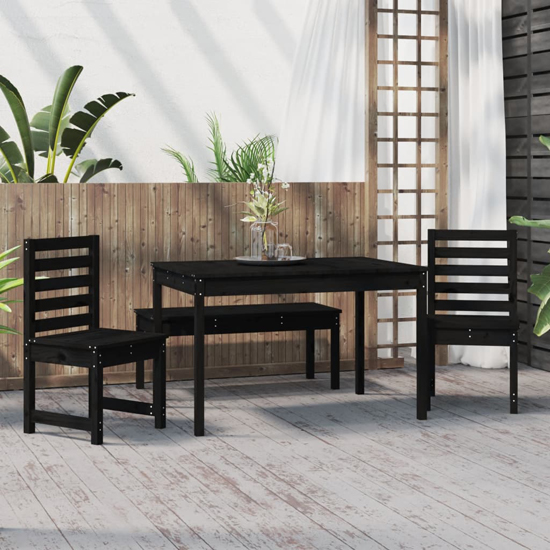 Belton Solid Wood Pine 4 Piece Garden Dining Set In Black thumbnail