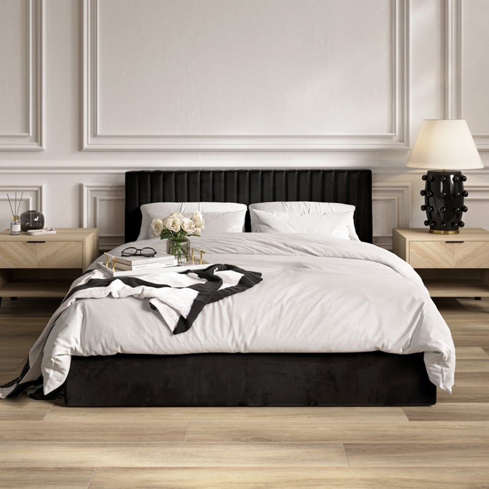 Read more about Belton tall ottoman velvet super king size bed in black