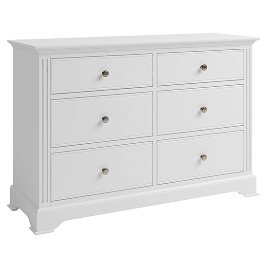 Belton Wide Wooden Chest Of 6 Drawers In White thumbnail