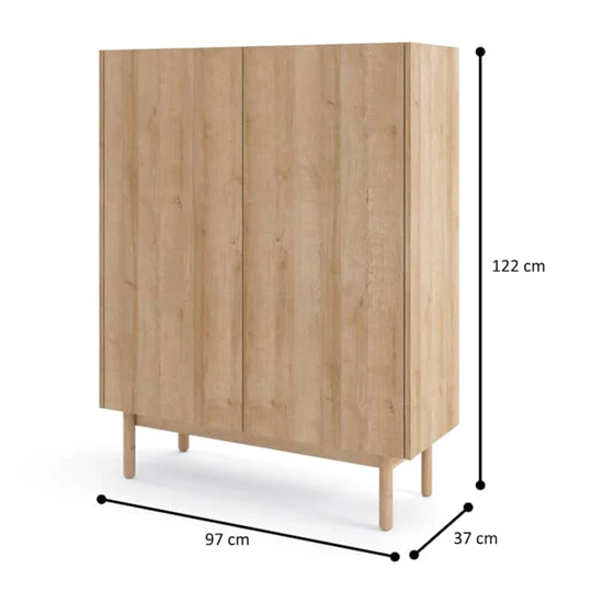 Belton Wooden Highboard With 2 Doors In Riviera Oak