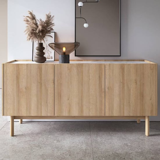 Photo of Belton wooden sideboard small with 3 doors in riviera oak