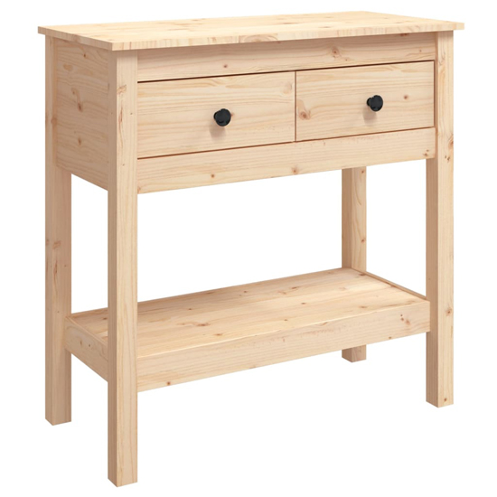 Belva Pine Wood Console Table With 2 Drawers In Natural