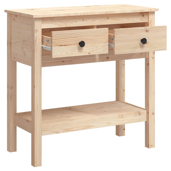 Belva Pine Wood Console Table With 2 Drawers In Natural