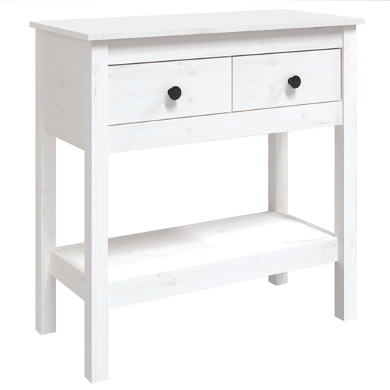 Belva Pine Wood Console Table With 2 Drawers In White