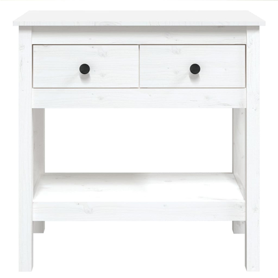 Belva Pine Wood Console Table With 2 Drawers In White