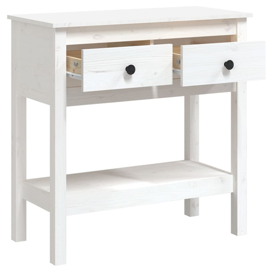 Belva Pine Wood Console Table With 2 Drawers In White