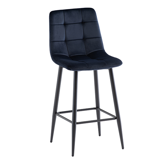 Read more about Belva velvet fabric counter bar stool in deep blue