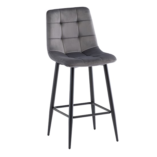 Read more about Belva velvet fabric counter bar stool in grey