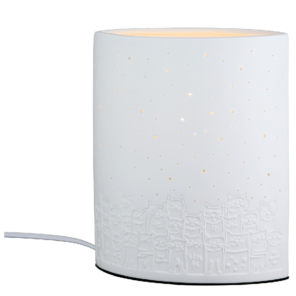 Belvaro Porcelain Cat Table Lamp in White