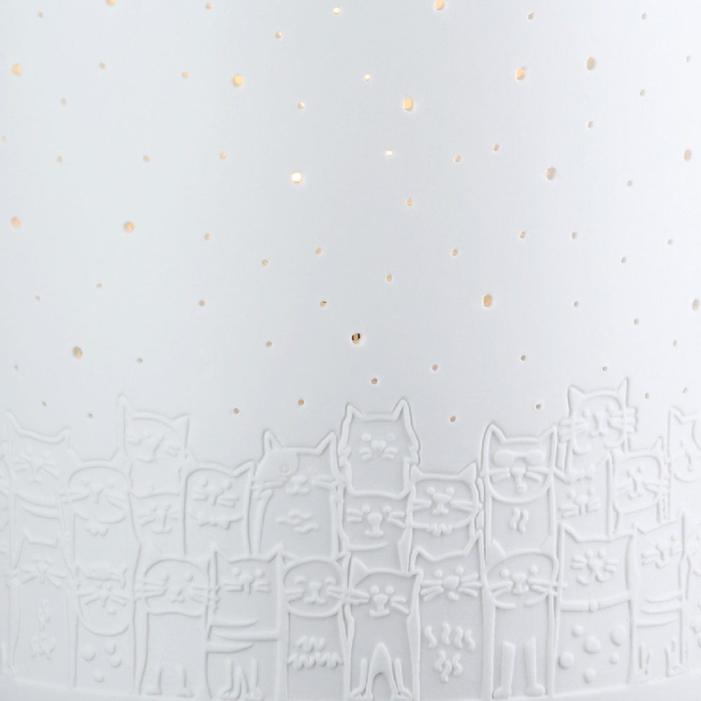 Belvaro Porcelain Cat Table Lamp in White