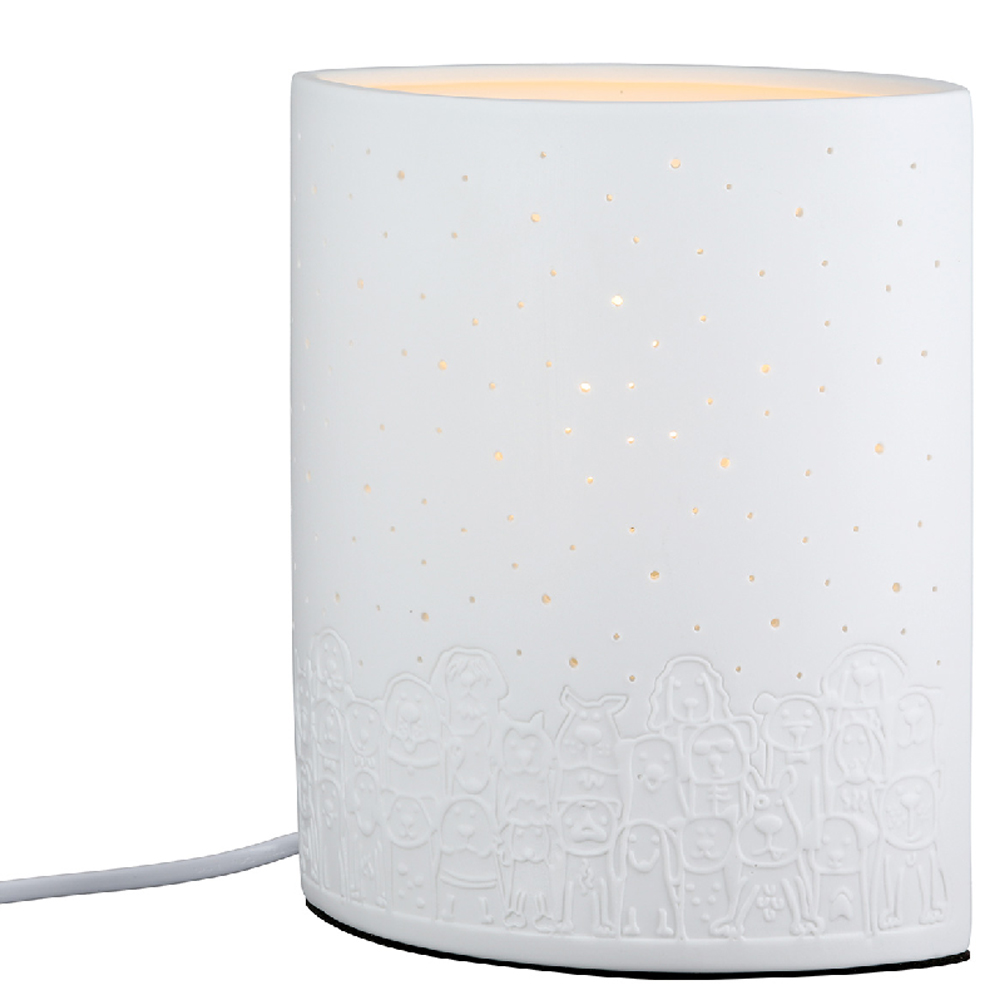 Belvaro Porcelain Dog Table Lamp in White