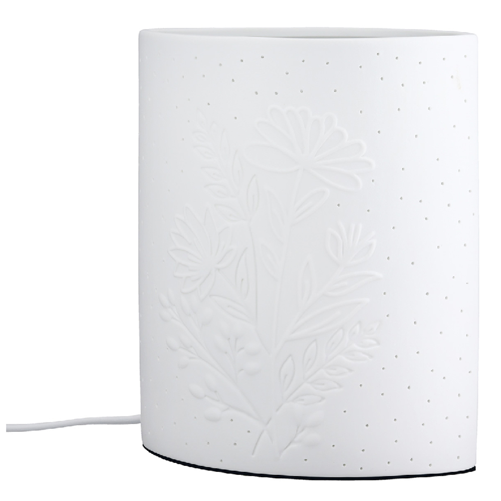 Belvaro Porcelain Floral LED Table Lamp in White