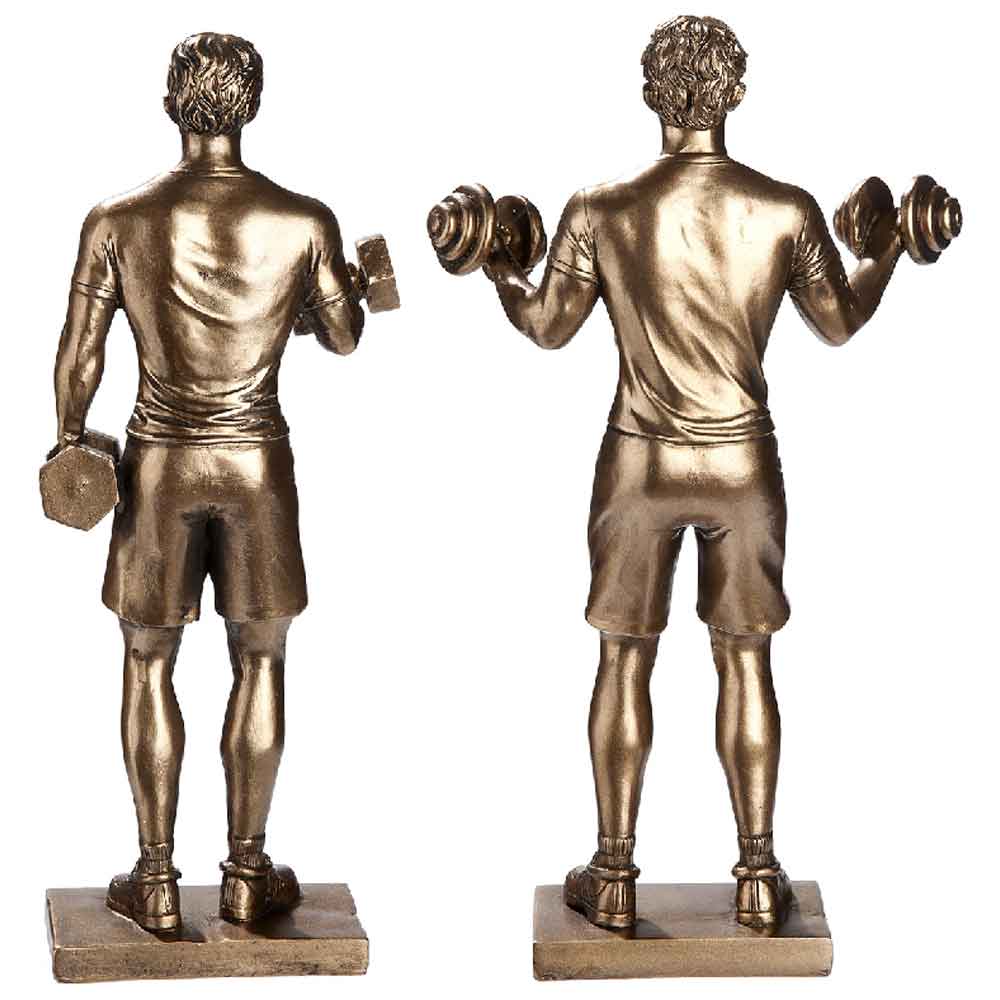Carnation Synthetic Resin 2 Dumbbells Lifter Sculpture In Bronze