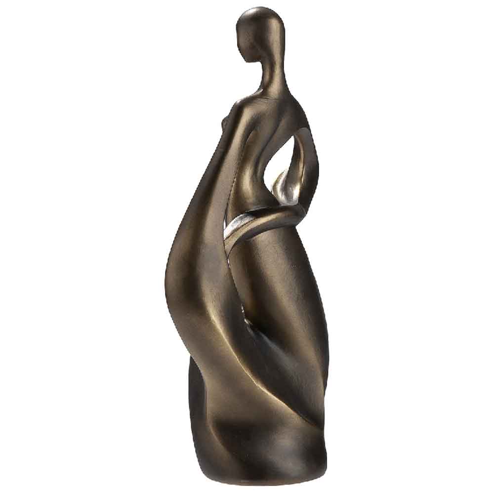 Carnation Synthetic Resin Dancing Woman Sculpture In Brown And Gold