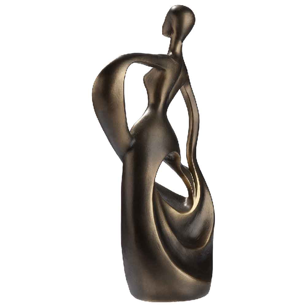 Carnation Synthetic Resin Dancing Woman Sculpture In Brown And Gold