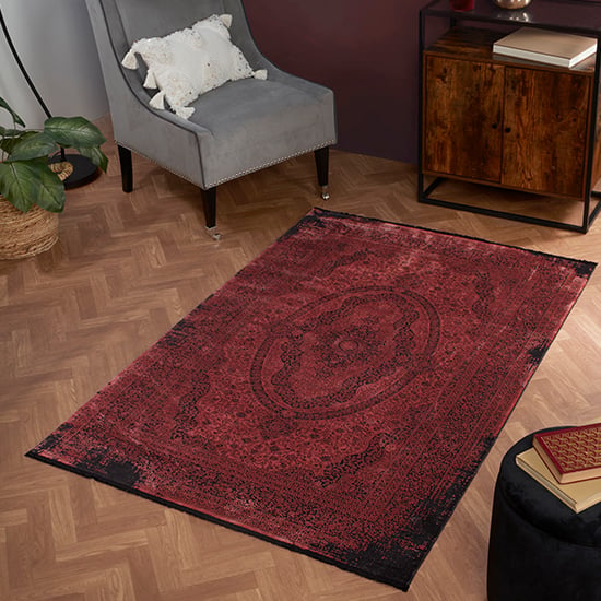 Read more about Belvedere latymer 120x170cm rug in terracotta and black