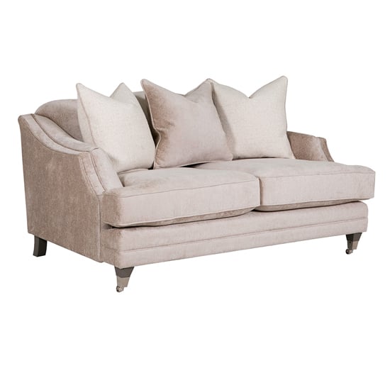 Read more about Belvedere velvet 2 seater sofa in mink with 3 scatter cushions