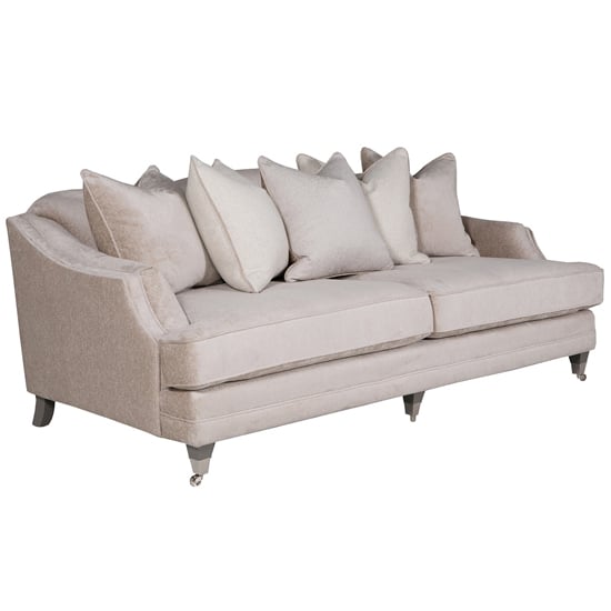 Product photograph of Belvedere Velvet 4 Seater Sofa In Mink With 5 Scatter Cushions from Furniture in Fashion