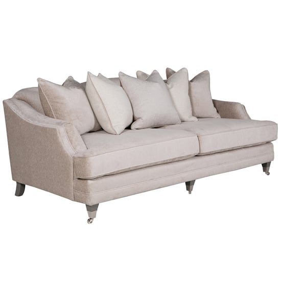 Read more about Belvedere velvet 4 seater sofa in mink with 5 scatter cushions