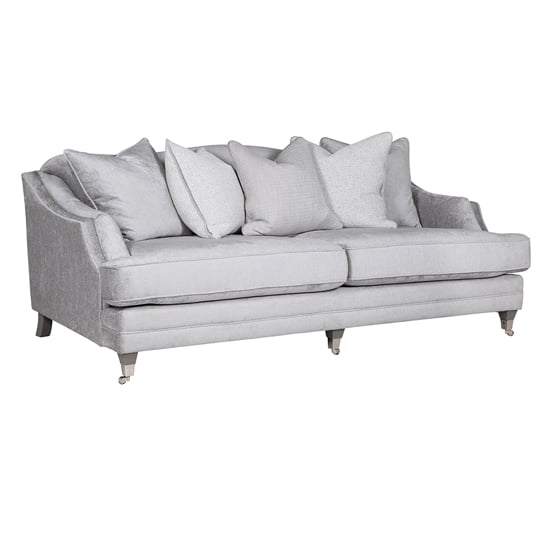 Product photograph of Belvedere Velvet 4 Seater Sofa In Silver With 5 Scatter Cushions from Furniture in Fashion