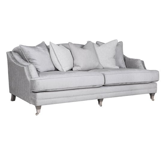 Read more about Belvedere velvet 4 seater sofa in silver with 5 scatter cushions
