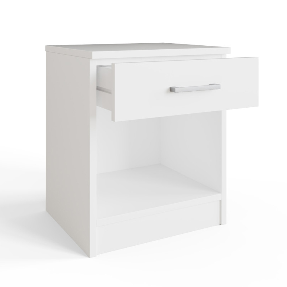 Belvian Wooden Bedside Cabinet with 1 Drawer in White