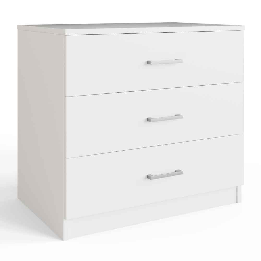 Belvian Wooden Bedside Cabinet with 3 Drawers in White