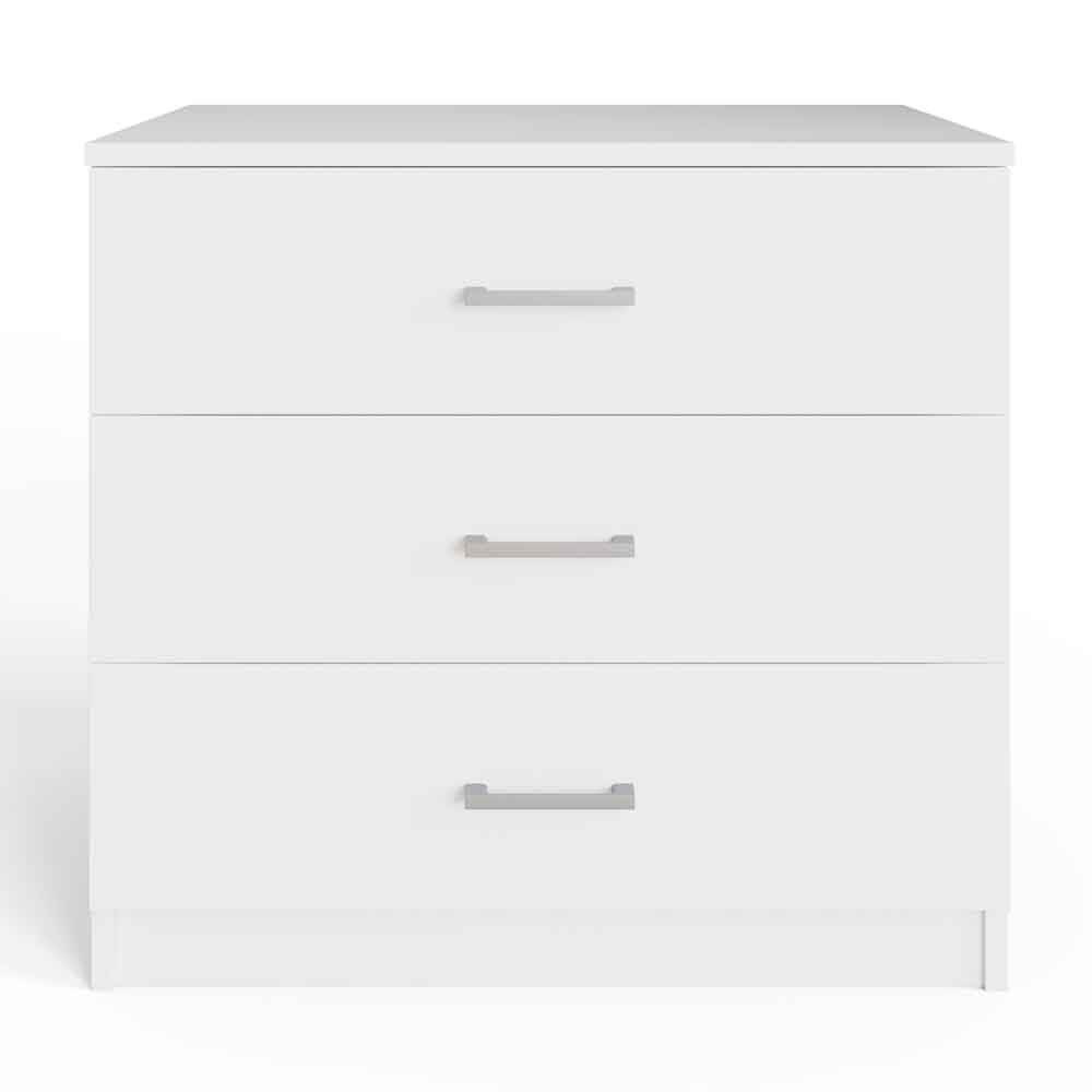 Belvian Wooden Bedside Cabinet with 3 Drawers in White