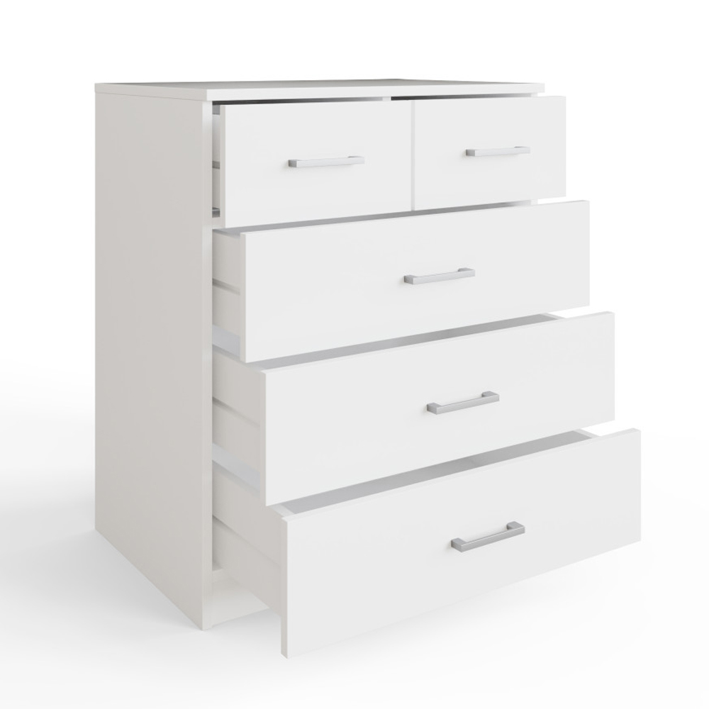 Belvian Wooden Chest Of 5 Drawers in White