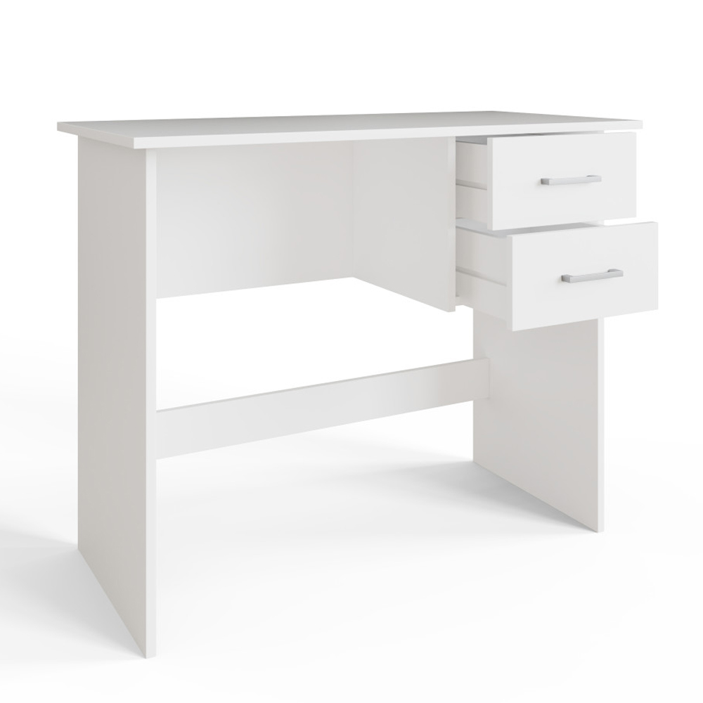 Belvian Wooden Laptop Desk with 2 Drawers in White