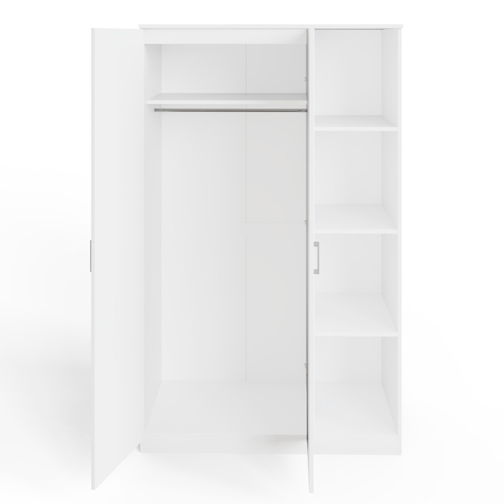 Belvian Wooden Wardrobe with 2 Doors 4 Shelves in White