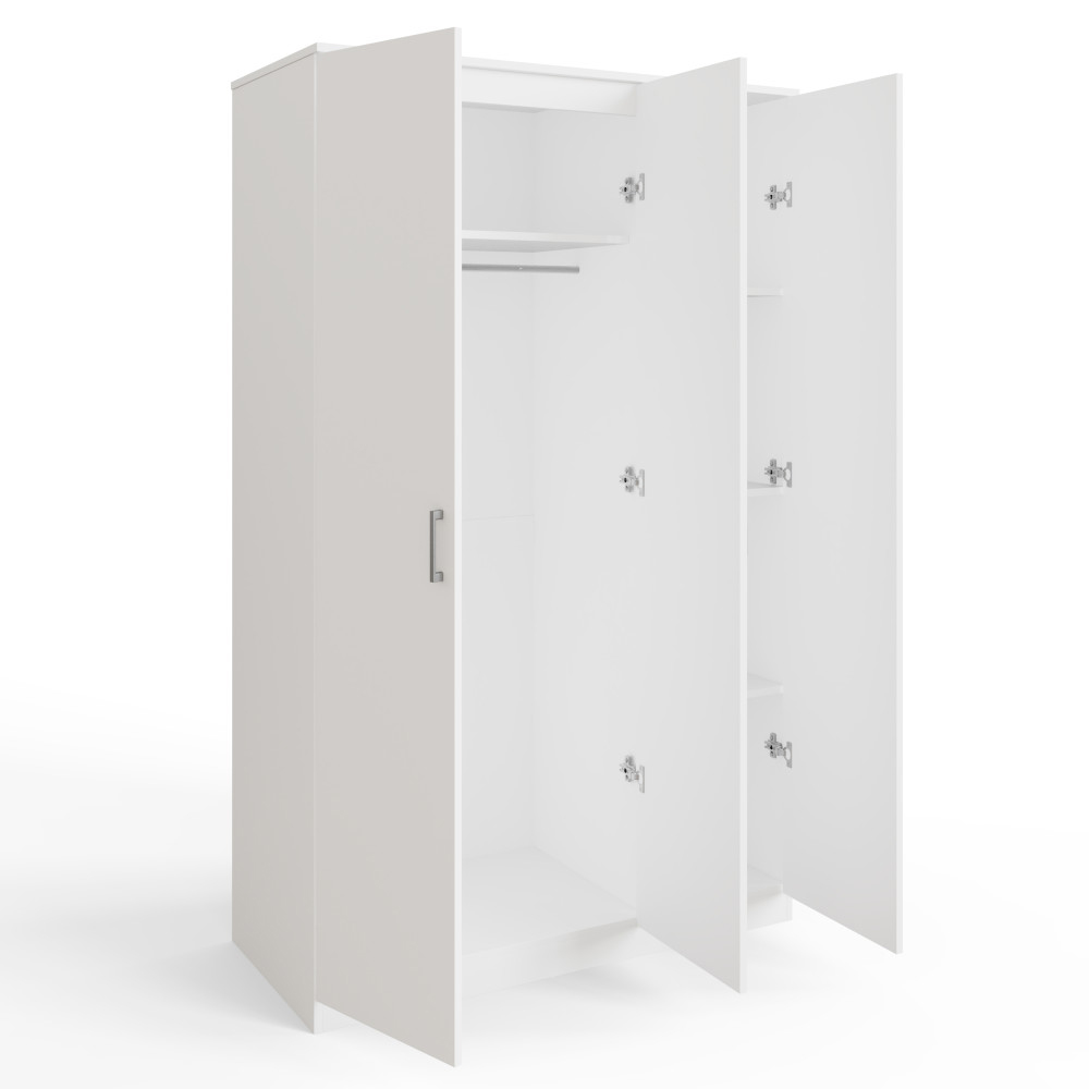 Belvian Wooden Wardrobe with 3 Doors in White
