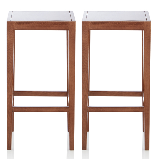 Read more about Belvidere walnut wooden counter height bar stools in pair