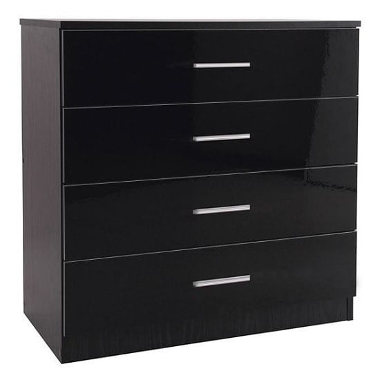 Ottershaw Chest Of Drawers In Black With High Gloss Fronts