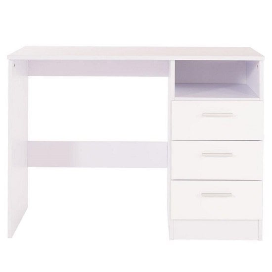 Ottershaw Computer Desk In White With High Gloss Fronts_3