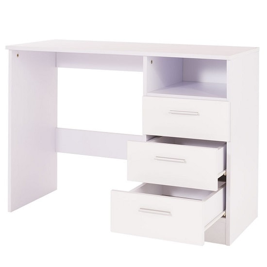Ottershaw Computer Desk In White With High Gloss Fronts_2