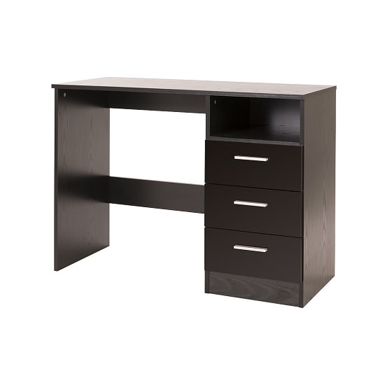Ottershaw Computer Desk In Black With High Gloss Fronts