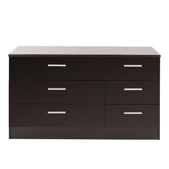 Ottershaw Chest Of Drawers Wide In Black With High Gloss Fronts