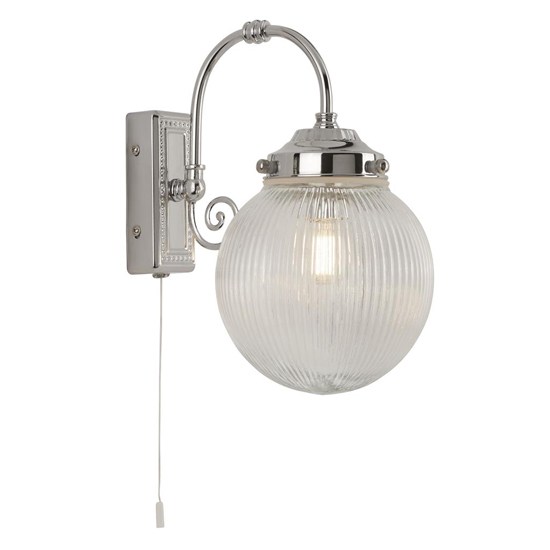 Photo of Belvue clear globe shade wall light in chrome