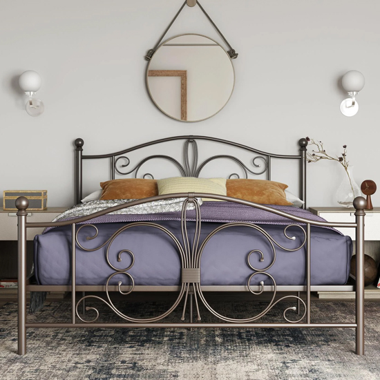 Beeville Metal Double Bed In Bronze