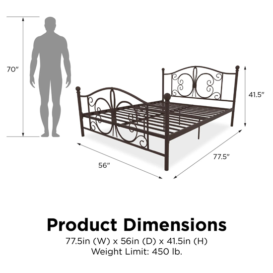 Beeville Metal Double Bed In Bronze