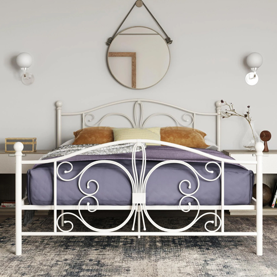 Beeville Metal Double Bed In White
