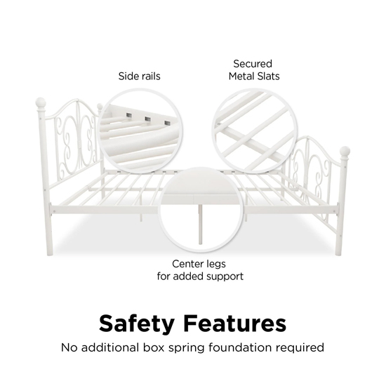 Beeville Metal Double Bed In White