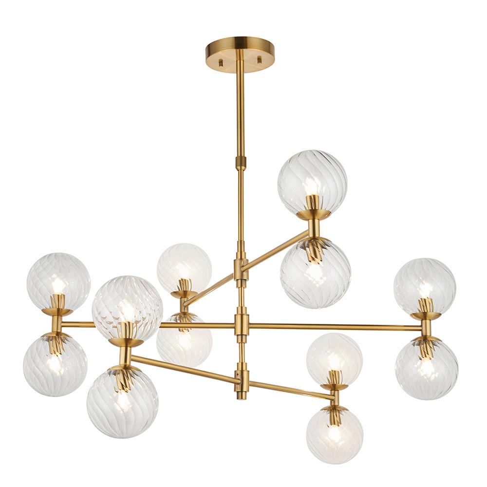 Bemidji 12 Lights Clear Glass Pendant Ceiling Light In Brass