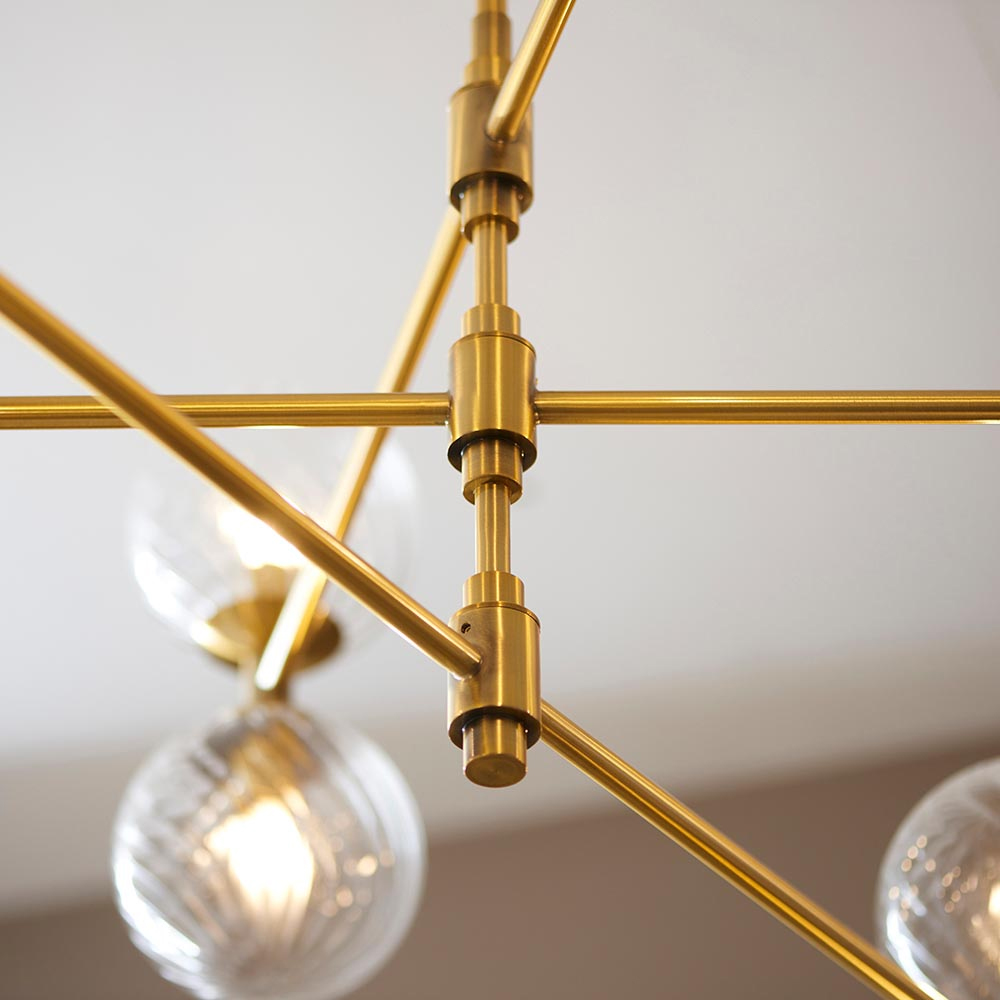 Bemidji 12 Lights Clear Glass Pendant Ceiling Light In Brass