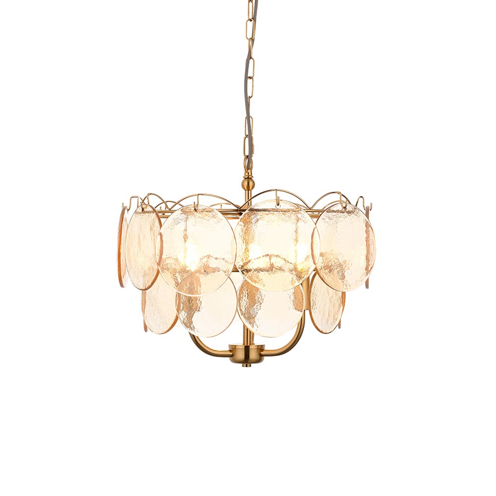 Bemidji 3 Light Textured Glass Pendant Light In Brushed Aged Brass