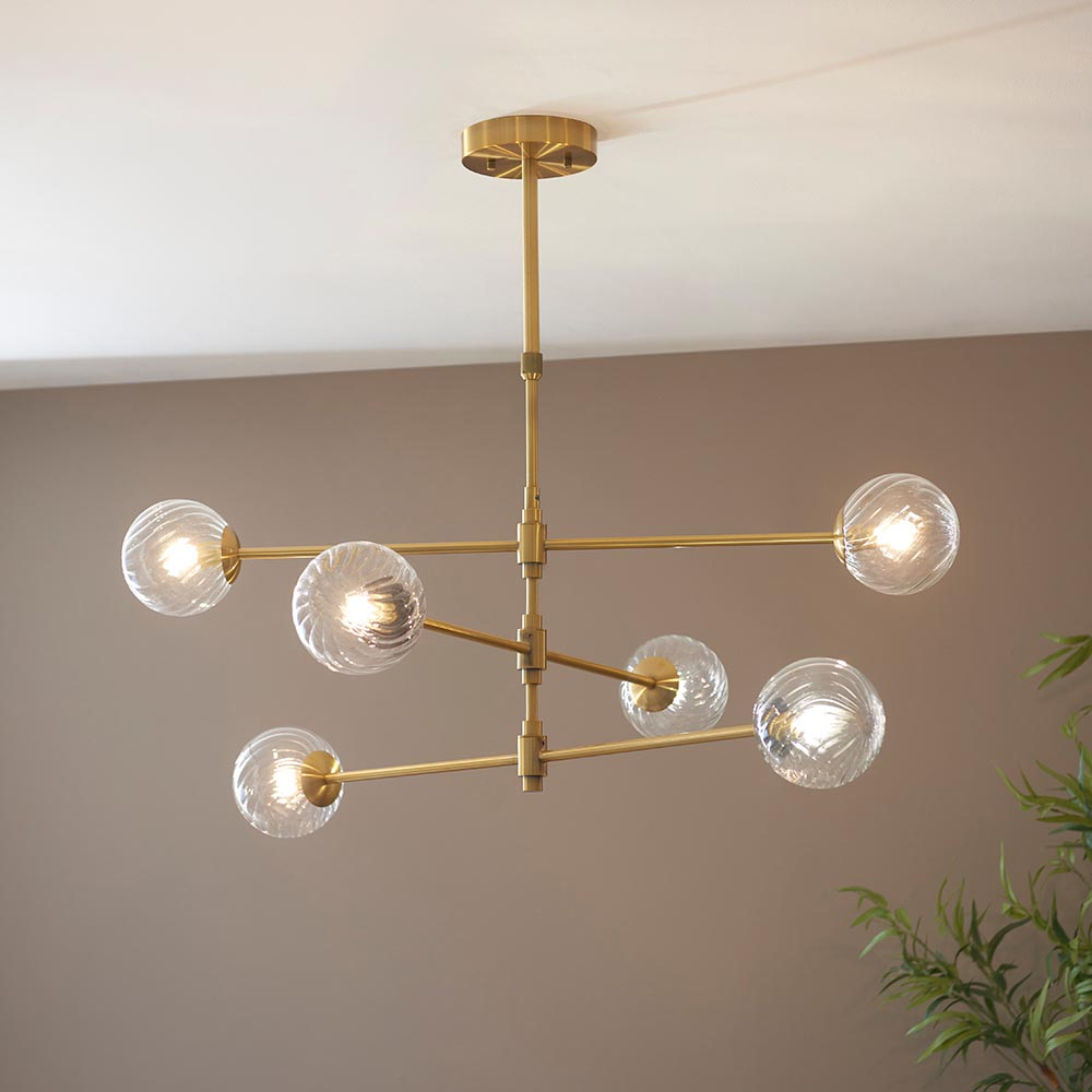 Read more about Bemidji 6 lights clear glass pendant ceiling light in brass