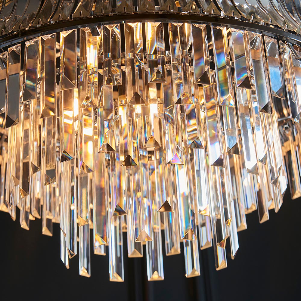 Bemidji 9 Light Crystal Clear Pendant Ceiling Light In Bright Nickel